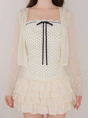 Corset like ribbon cami ensemble(eme11005)