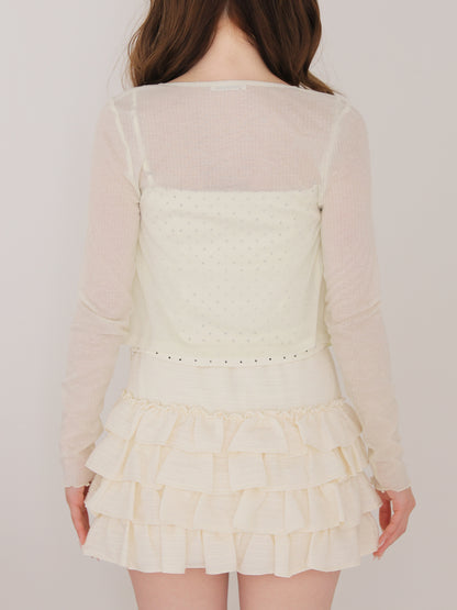 Corset like ribbon cami ensemble(eme11005)