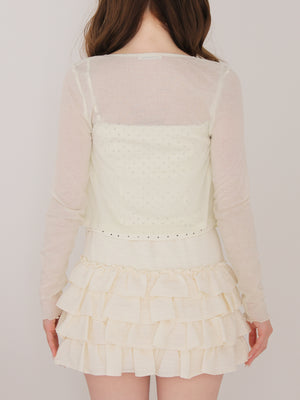 Corset like ribbon cami ensemble(eme11005)