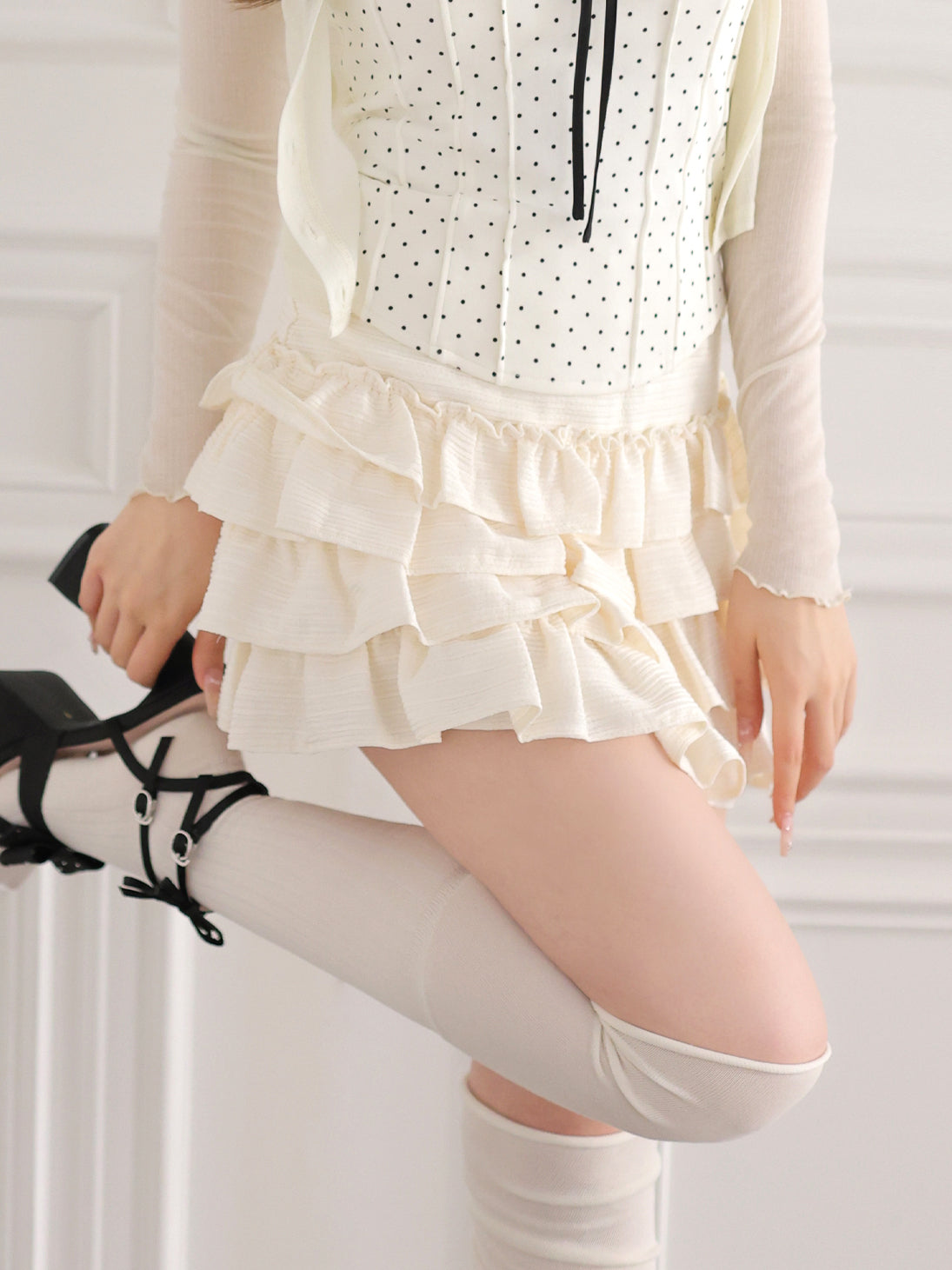 Lady doll tiered mini skirt(eme11006)