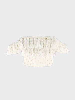 【Pre order】Rosy chiffon off shoulder bare tops(eme11007)