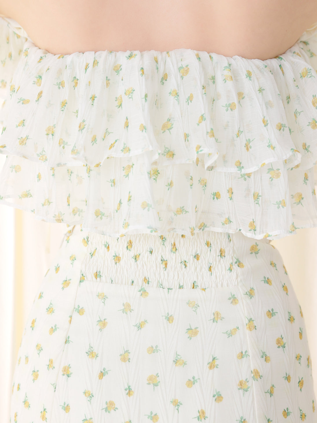 【Pre order】Rosy chiffon off shoulder bare tops(eme11007)