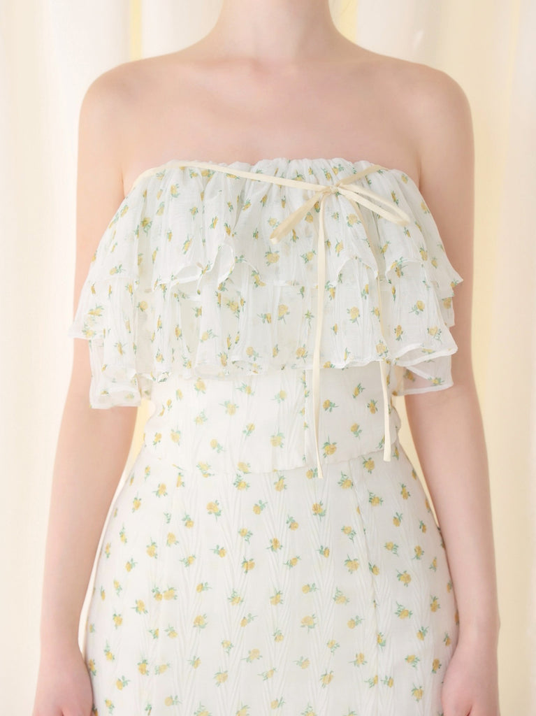 【Pre order】Rosy chiffon off shoulder bare tops(eme11007)