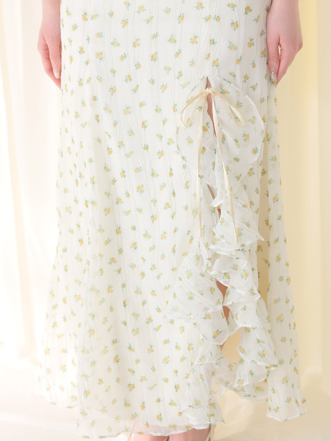 【Pre order】Rosy ribbon slit mermaid skirt(eme11008)