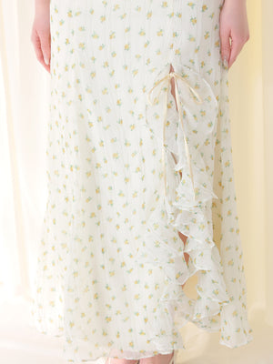 【Pre order】Rosy ribbon slit mermaid skirt(eme11008)