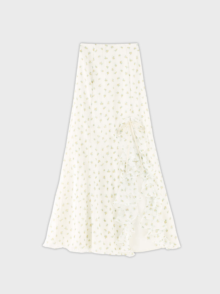 【Pre order】Rosy ribbon slit mermaid skirt(eme11008)