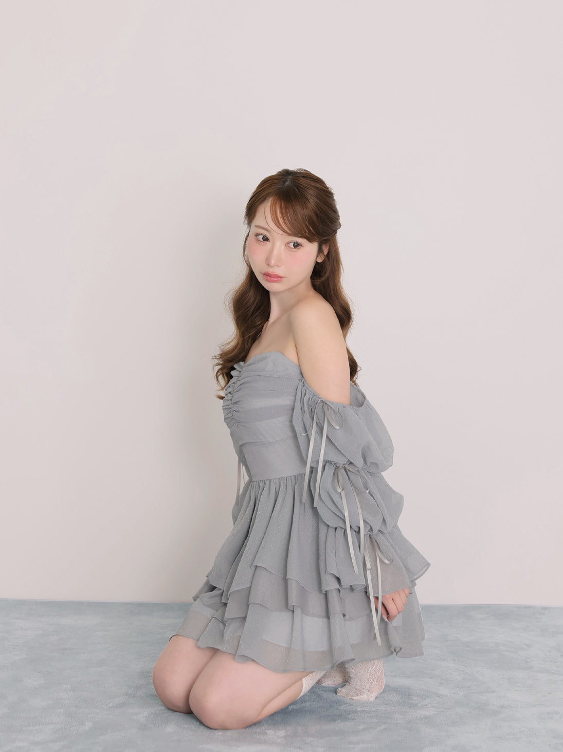 model：162cm　(size：F　color：Blue)