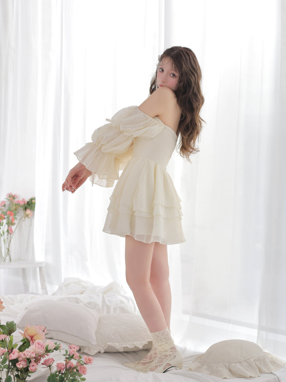 model：160cm　(size：F　color：Ivory)