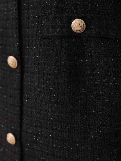 Tulle ruffle off the shoulder tweed mini onepiece(eme11011)