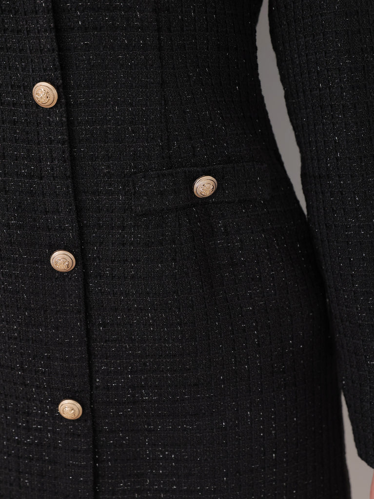 Tulle ruffle off the shoulder tweed mini onepiece(eme11011)