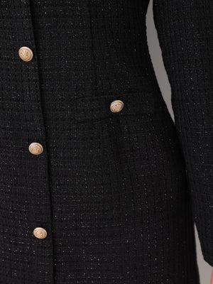 Tulle ruffle off the shoulder tweed mini onepiece(eme11011)