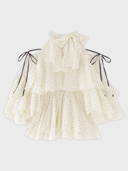 Dot chiffon ruffle set-up (eme11012)