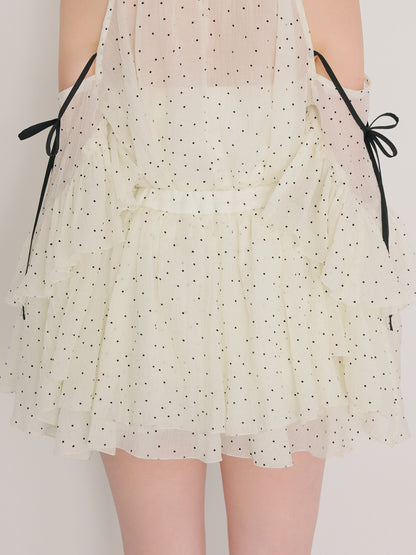 Dot chiffon ruffle set-up (eme11012)
