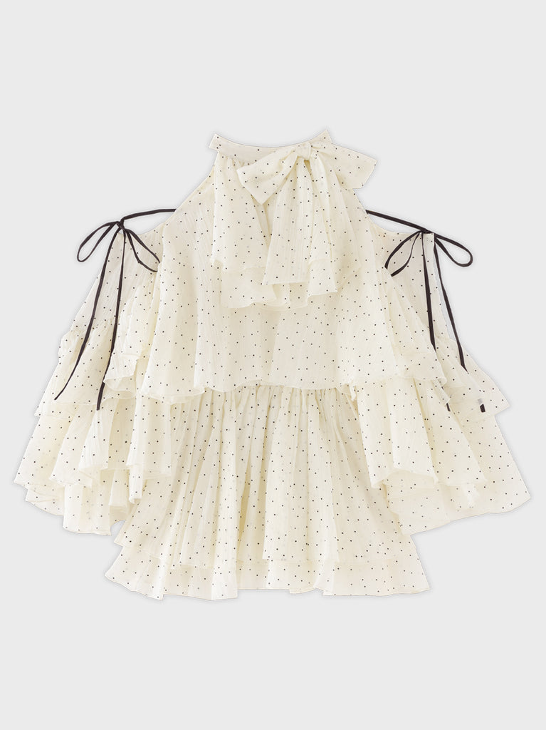 Dot chiffon ruffle set-up (eme11012)