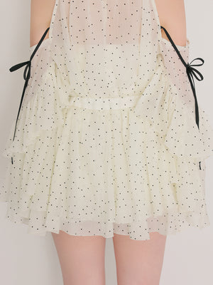 Dot chiffon ruffle set-up (eme11012)