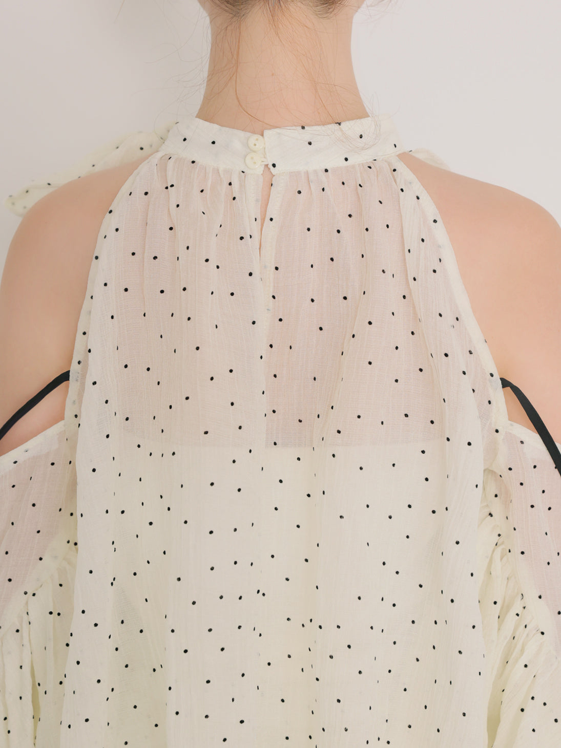 Dot chiffon ruffle set-up (eme11012)
