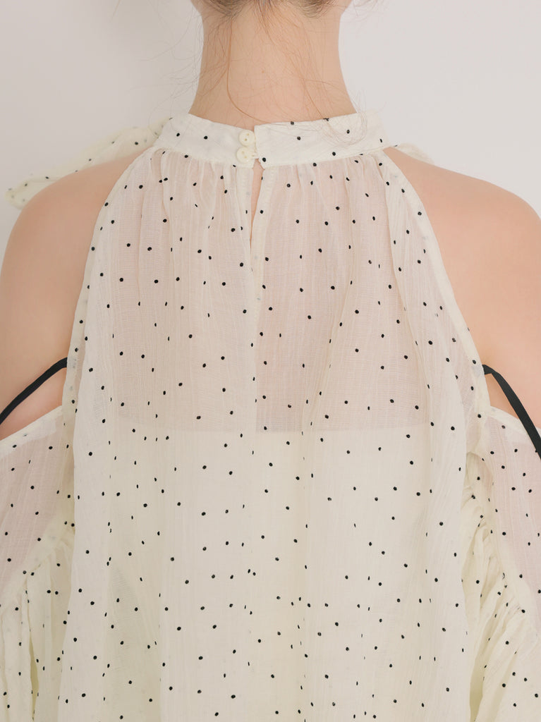 Dot chiffon ruffle set-up (eme11012)