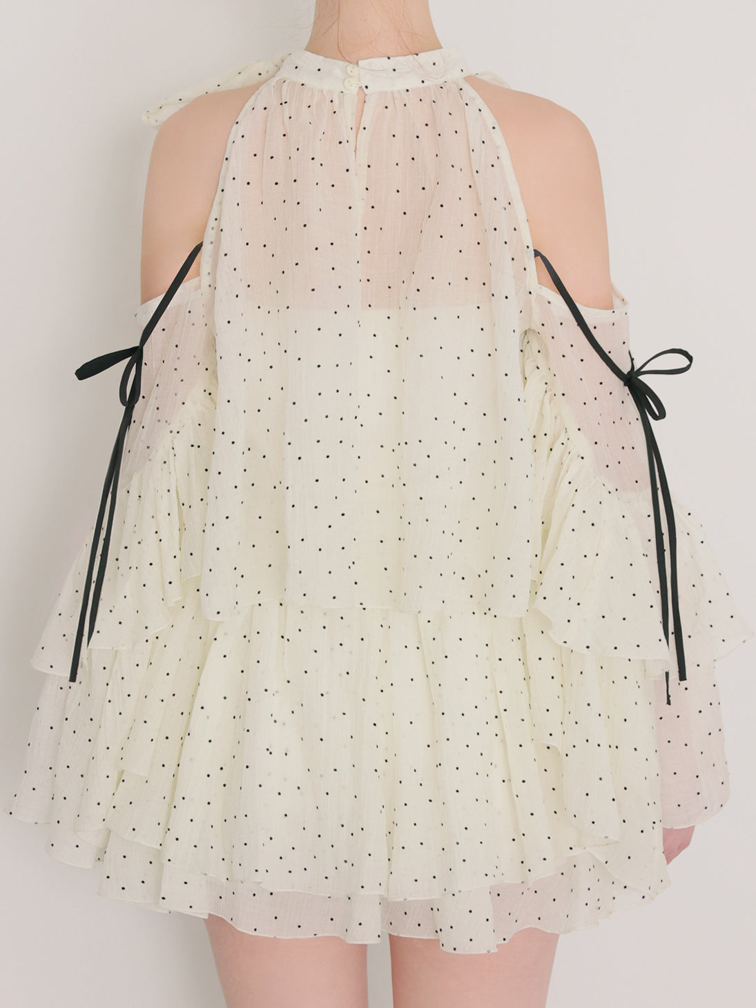 Dot chiffon ruffle set-up (eme11012)