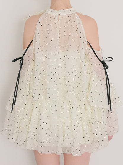 Dot chiffon ruffle set-up (eme11012)