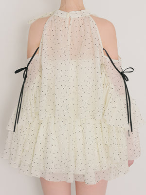 Dot chiffon ruffle set-up (eme11012)