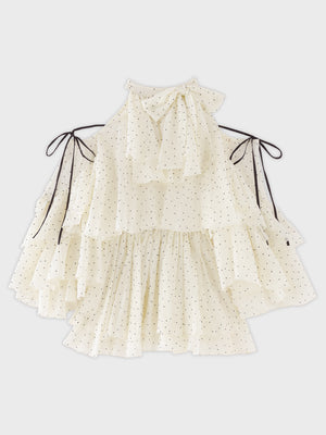 Dot chiffon ruffle set-up (eme11012)
