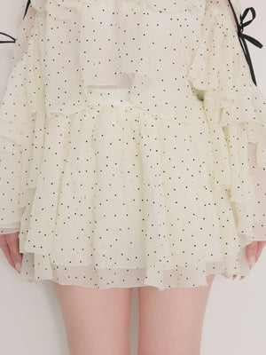 Dot chiffon ruffle set-up (eme11012)