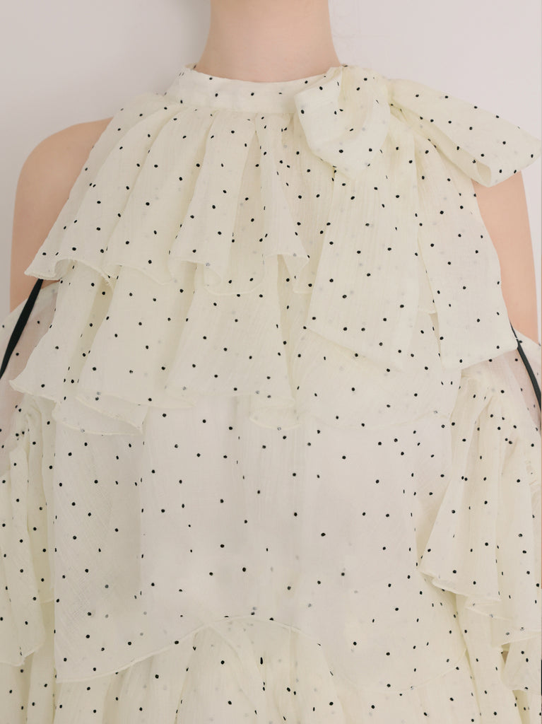 Dot chiffon ruffle set-up (eme11012)