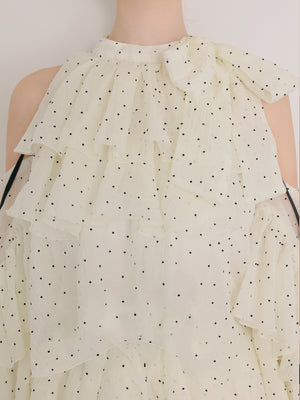 Dot chiffon ruffle set-up (eme11012)