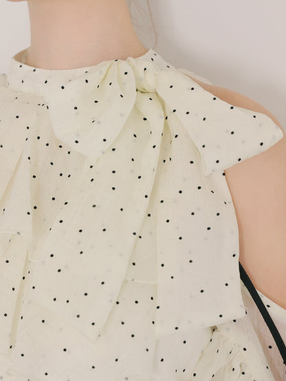 Dot chiffon ruffle set-up (eme11012)