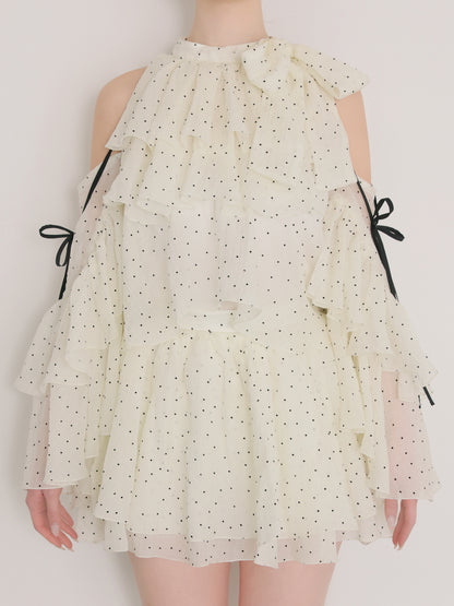 Dot chiffon ruffle set-up (eme11012)
