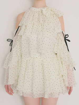 Dot chiffon ruffle set-up (eme11012)