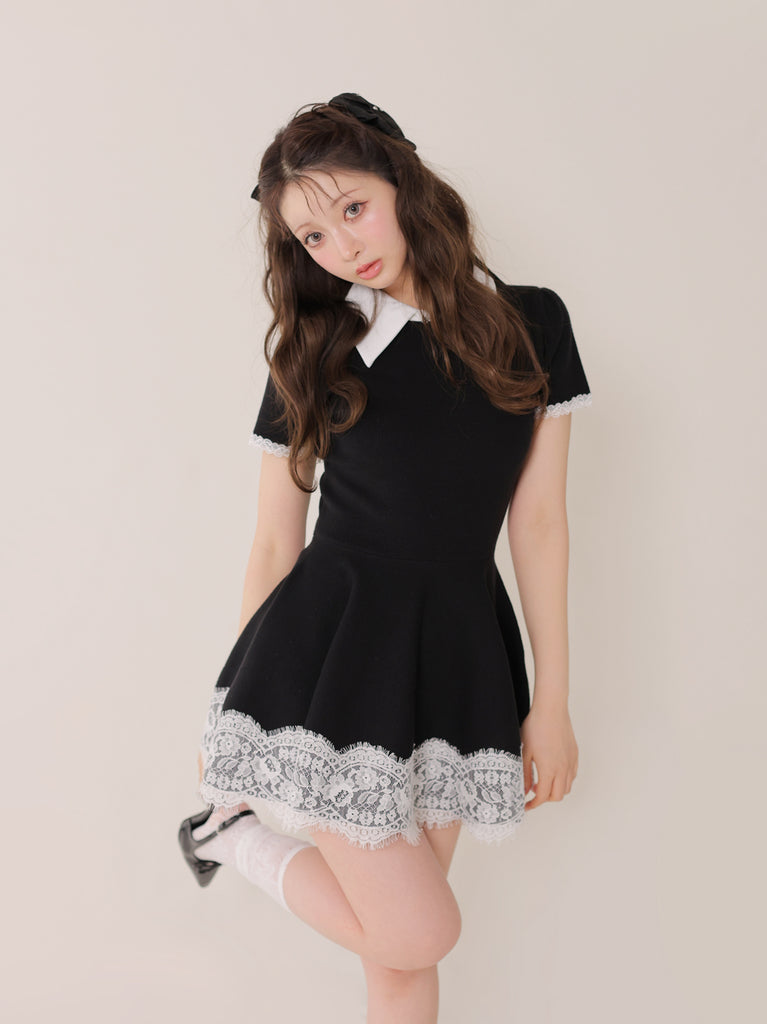 ワンピース M me eme mini onepiece Ladylike lace hem mini onepiece(eme11013) – M me eme