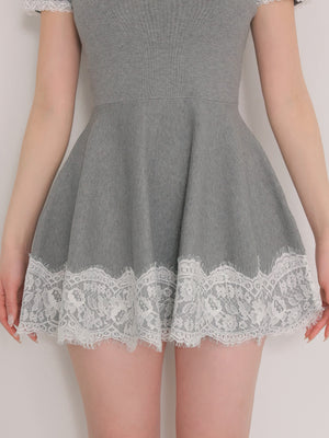 ワンピース Ladylike lace hem mini onepiece Ladylike lace hem mini onepiece(eme11013) – M me eme