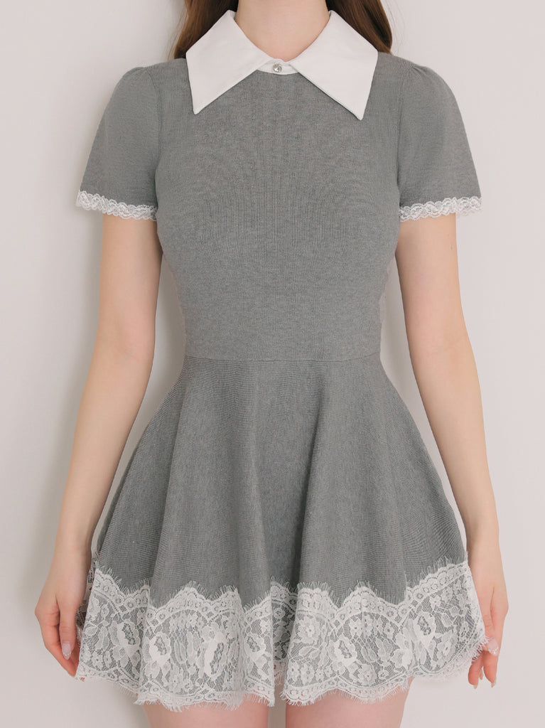 Ladylike lace hem mini one-piece (eme11013)
