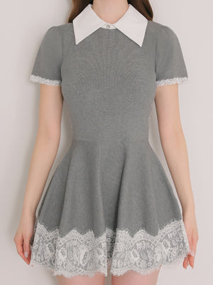 Ladylike lace hem mini one-piece (eme11013)