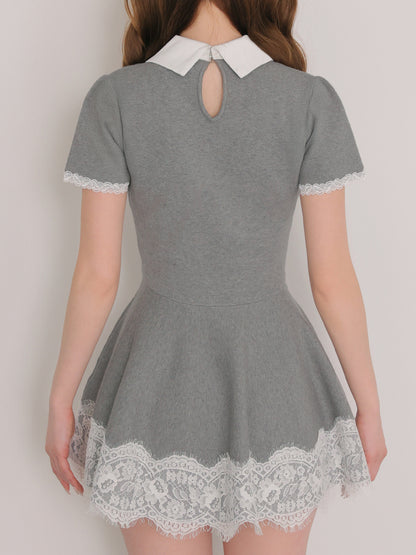 Ladylike lace hem mini one-piece (eme11013)