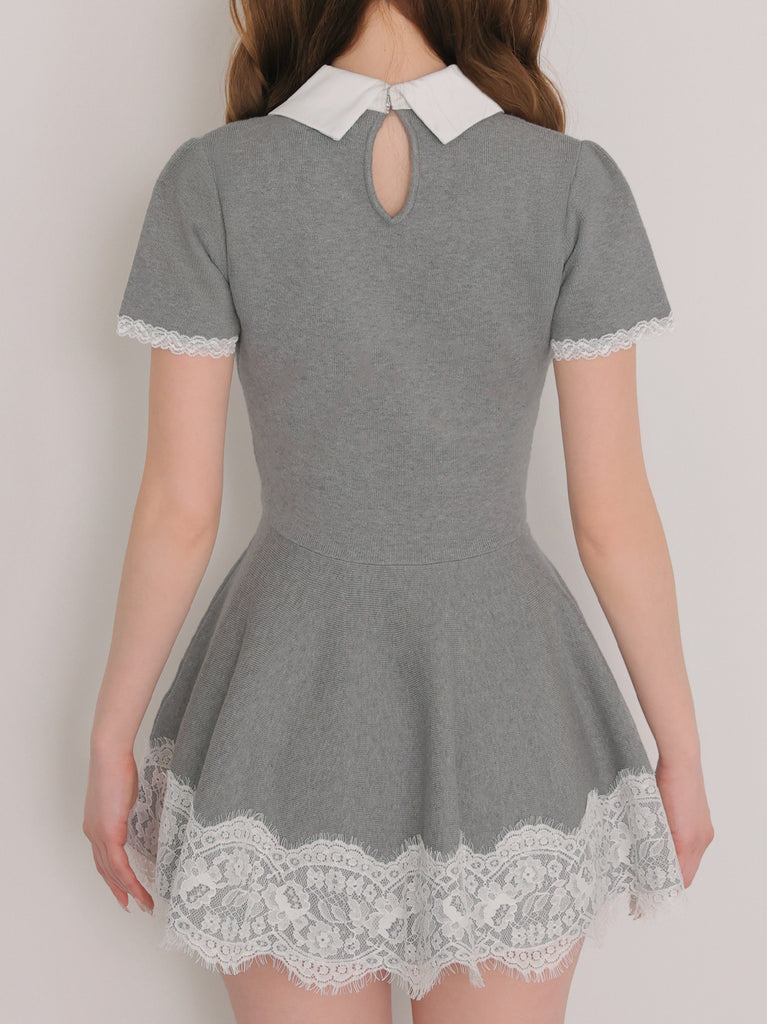 Ladylike lace hem mini one-piece (eme11013)