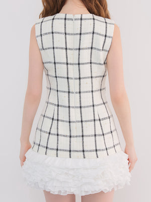 Tweed check docking mini onepiece(eme11014)
