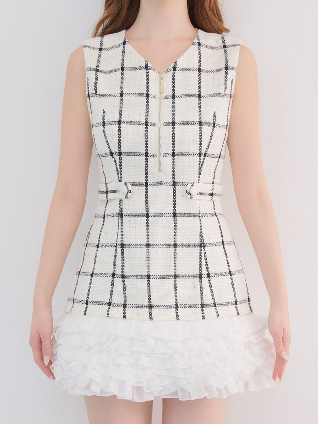 Tweed check docking mini onepiece(eme11014)