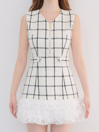 Tweed check docking mini onepiece(eme11014)