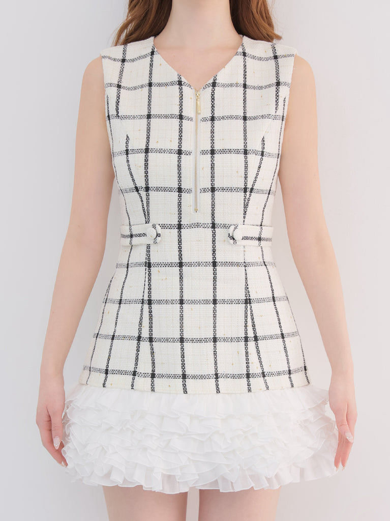 Tweed check docking mini onepiece(eme11014)