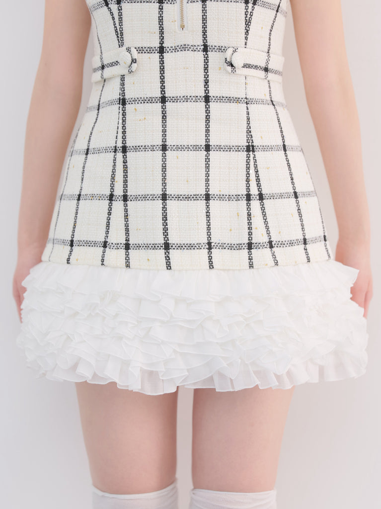 Tweed check docking mini onepiece(eme11014)