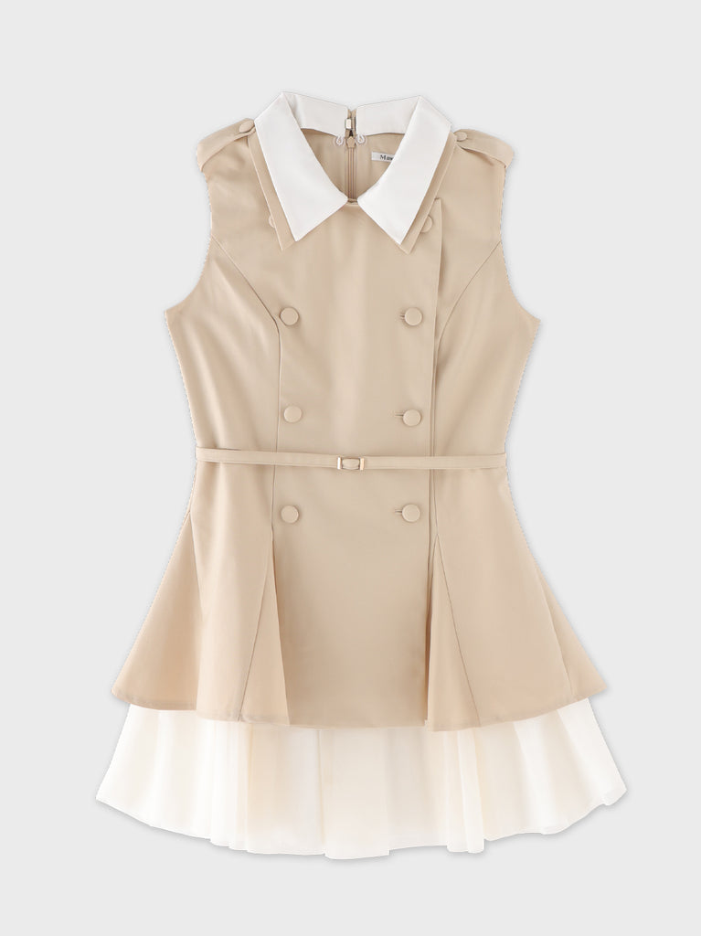 Peplum tulle trench mini onepiece(eme11016)