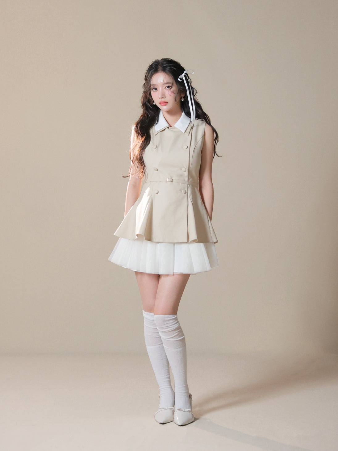Peplum tulle trench mini onepiece(eme11016) – M me eme