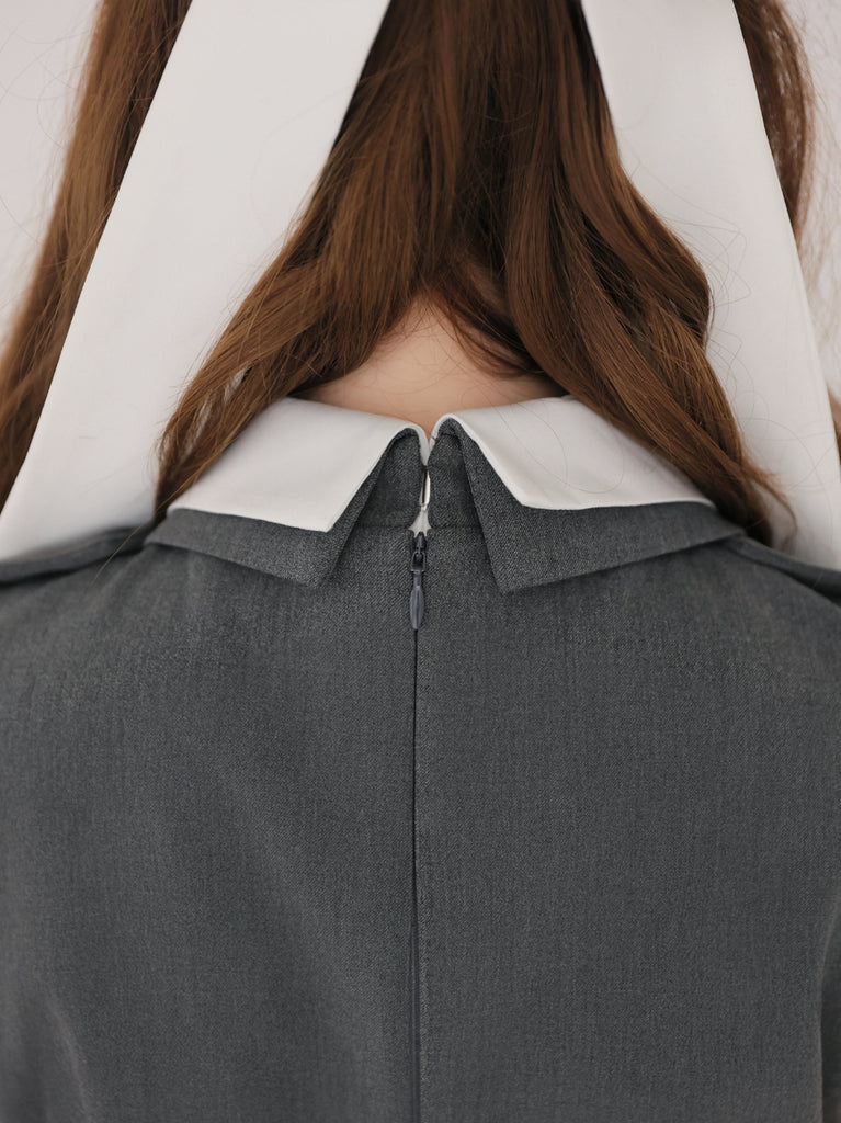 Peplum tulle trench mini onepiece(eme11016)