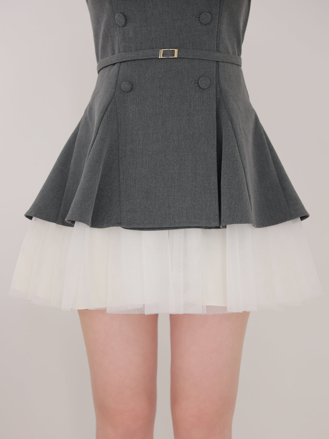 Peplum tulle trench mini onepiece(eme11016)