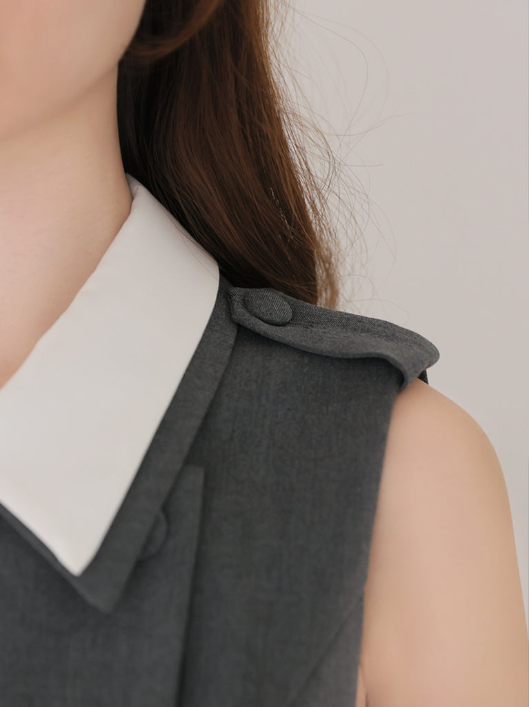 Peplum tulle trench mini onepiece(eme11016)