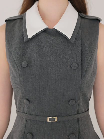 Peplum tulle trench mini onepiece(eme11016)