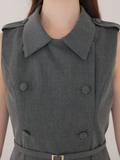 Peplum tulle trench mini onepiece(eme11016)