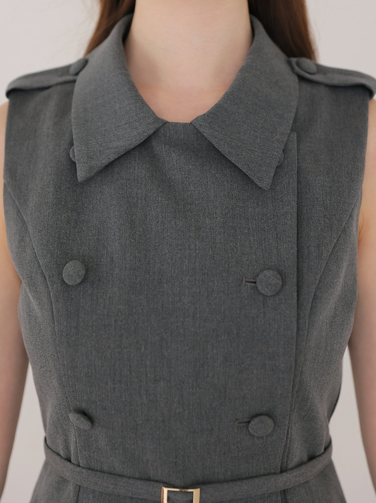 Peplum tulle trench mini onepiece(eme11016)